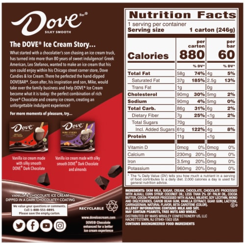 DOVE Dark Chocolate Mini Ice Cream Bars with Vanilla and Chocolate Ice Cream Perspective: bottom