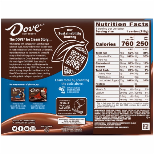 DOVE Vanilla with Milk Chocolate Ice Cream Bars Perspective: bottom