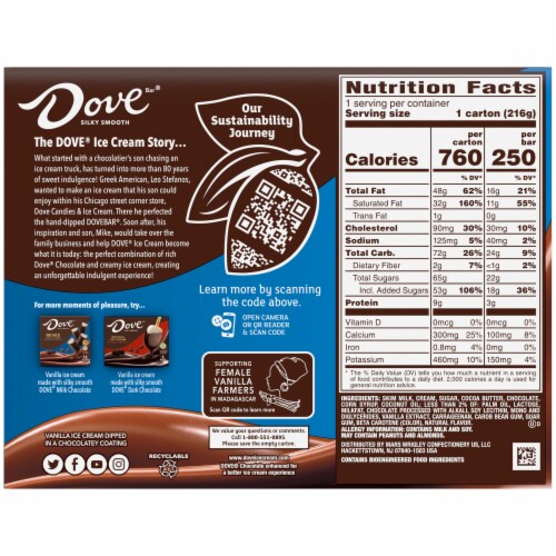 DOVE Vanilla with Milk Chocolate Ice Cream Bars Perspective: bottom