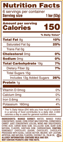 Dove Bar Mango Sorbet with Dark Chocolate Snack Size Bars Perspective: bottom