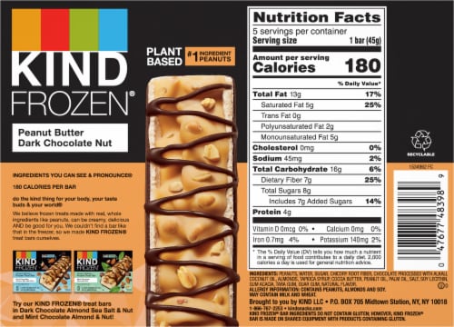 KIND Dairy Free Dark Chocolate Peanut Butter Frozen Dessert Bars Perspective: bottom