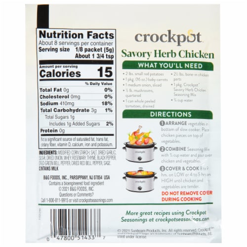 Crockpot Savory Herb Chicken Seasoning Mix Perspective: bottom