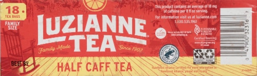 Luzianne Half Caff Family Size Tea Bags Perspective: bottom