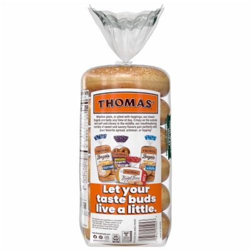 Thomas' Pre-Sliced 100% Whole Wheat Bagels Perspective: bottom