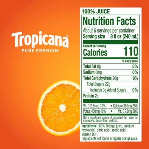 Tropicana Pure Premium Original No Pulp No Sugar Added Calcium And Vitamin D 100 Orange Juice 46 fl oz King Soopers