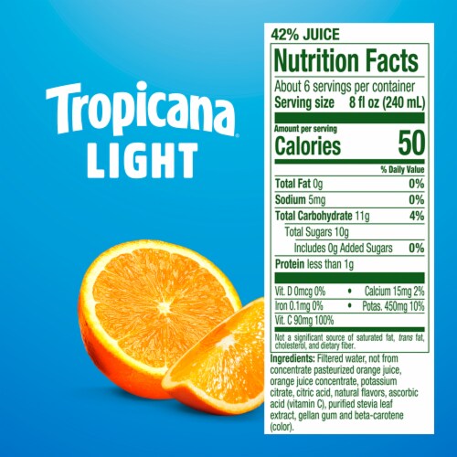 Tropicana Light Orange Juice Beverage, Some Pulp Perspective: bottom