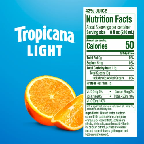 Tropicana Light Orange Juice Beverage, No Pulp Perspective: bottom