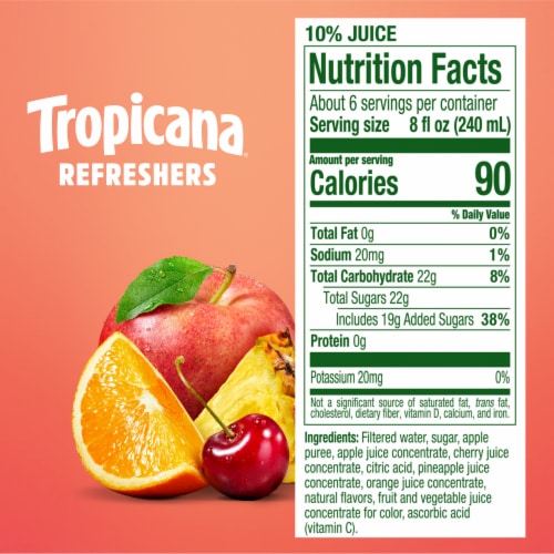 Tropicana Refreshers Fruit Punch Juice Drink With Real Fruit Juice Perspective: bottom