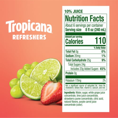 Tropicana Refreshers Strawberry Limeade With Real Fruit Juice Perspective: bottom