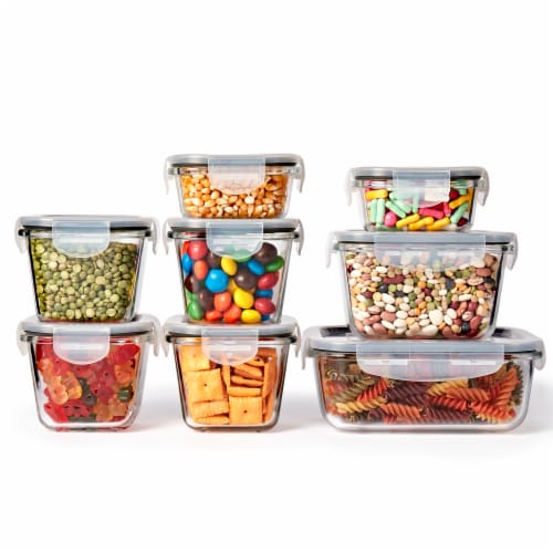 Square Glass Food Storage Container with Locking Lid, 3.4c