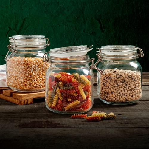 Tabletops Unlimited Mason Glass Clamp Jars, 3 pk - Kroger