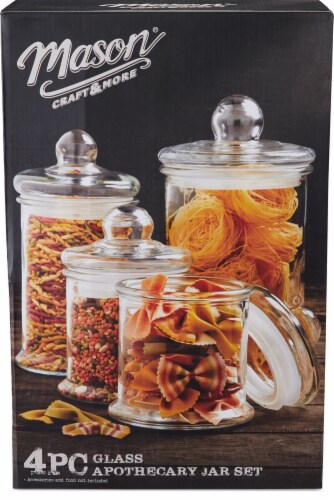 Mason Craft and More 2L Apothecary Glass Jars w Glass Lids - Set