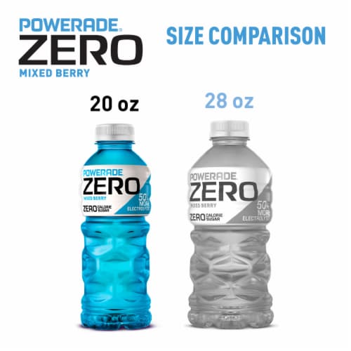 Powerade Zero Sugar Mixed Berry No Sugar Added Electrolyte & Vitamin Fruit Flavor Sports Drink Perspective: bottom