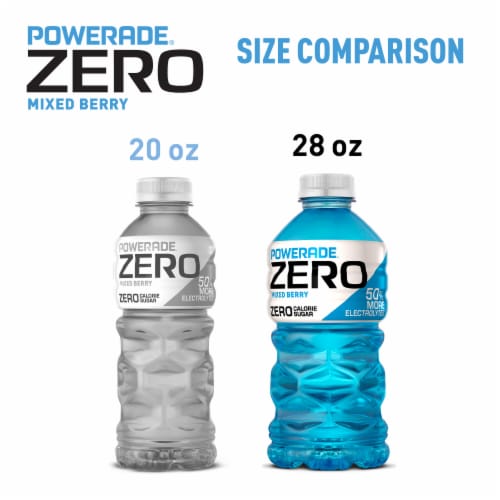 Powerade Zero Sugar Mixed Berry No Sugar Added Electrolyte & Vitamin Fruit Flavor Sports Drink Perspective: bottom