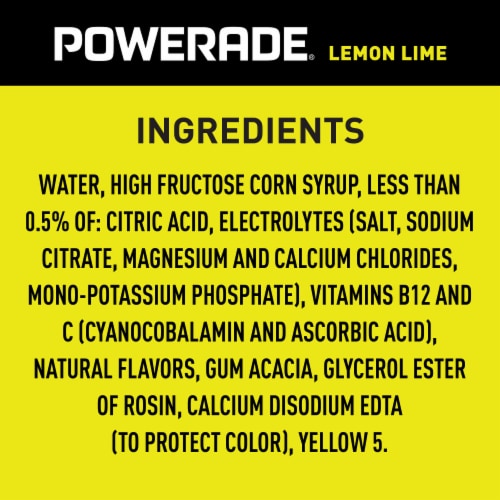 Powerade Lemon Lime Added Electrolyte & Vitamin Fruit Flavor Sports Drink Perspective: bottom