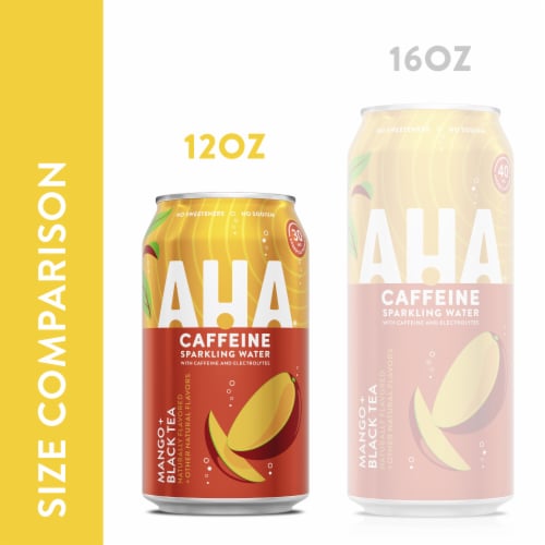 AHA® Mango and Black Tea Flavored Sparkling Water Cans Perspective: bottom