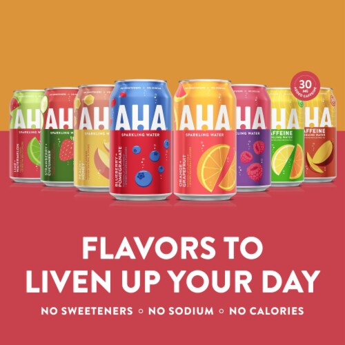 AHA® Caffeinated Mango and Black Tea Flavored Sparkling Water Can Perspective: bottom