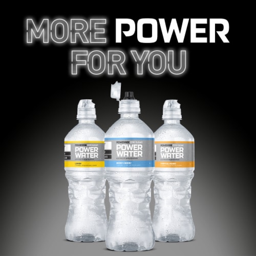 Powerade Zero Sugar Lemon Flavored Bottled Water Perspective: bottom