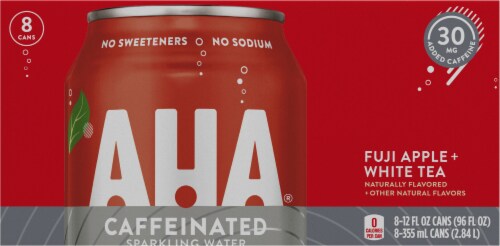 Aha® Caffeinated Sparkling Water Fuji Apple + White Tea Cans Perspective: bottom