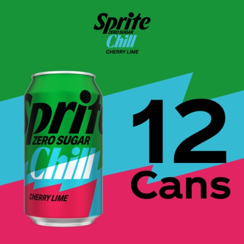 Sprite Chill Zero Sugar Cherry Lime Soda Cans Perspective: bottom