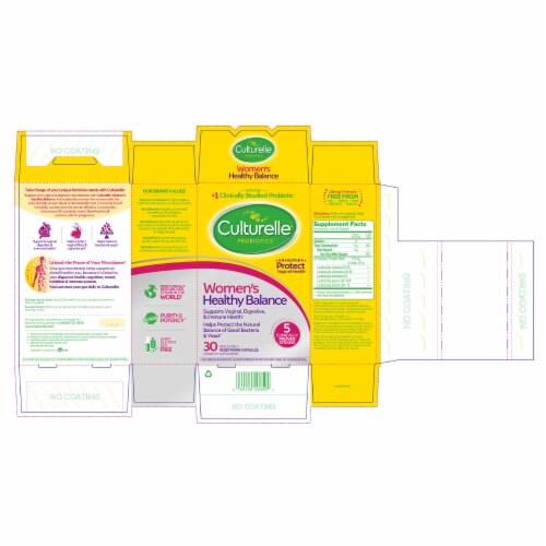 Culturelle® Probiotics Women's Healthy Balance Vegetarian Capsules Perspective: bottom
