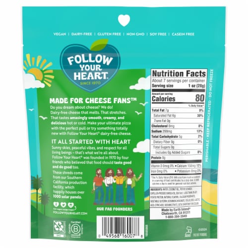 Follow Your Heart® Dairy Free Vegan Mozzarella Style Cheese Perspective: bottom