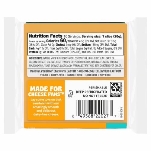 Follow Your Heart® Dairy Free Vegan American Style Sliced Cheese Perspective: bottom