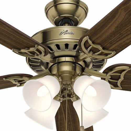 Hunter Studio Series 52 Indoor Ceiling Fan w/ 4 LED Lights, Antique