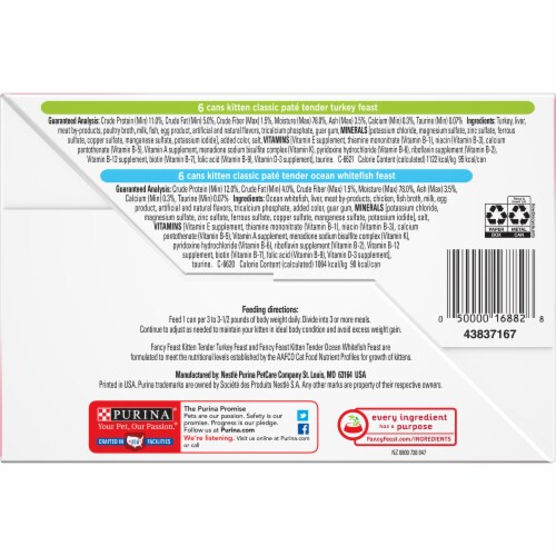 Fancy Feast Classic Pate Turkey & Whitefish Grain Free Wet Cat & Kitten Food Variety Pack Perspective: bottom