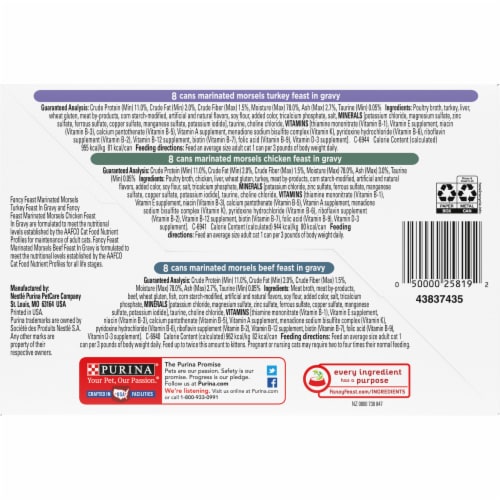 Fancy Feast Marinated Morsels Poultry & Beef Wet Cat Food Variety Pack (24) 3 oz Cans Perspective: bottom