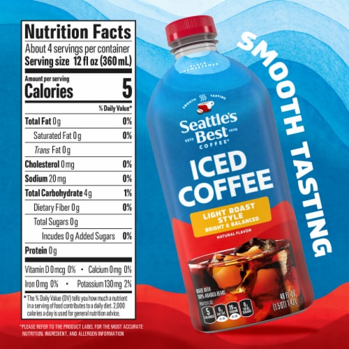 Seattle’s Best Iced Coffee Light Roast Style Black Unsweetened Ready to Drink Coffee Perspective: bottom