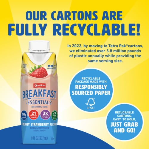 Carnation Breakfast Essentials Nutritional Breakfast Drink Creamy Strawberry Flavor Perspective: bottom