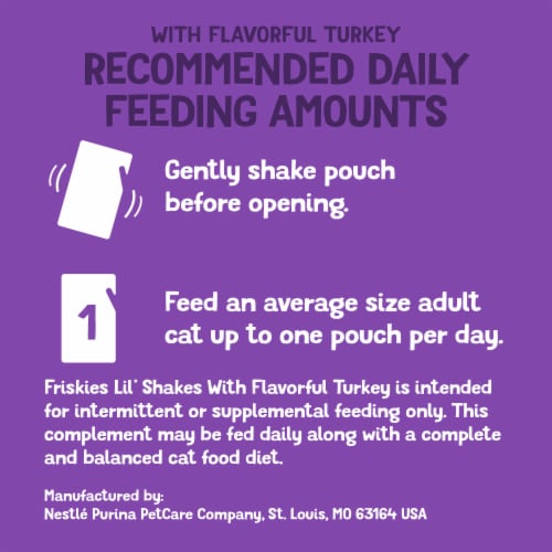 Friskies Wet Pureed Cat Food Topper, Lil' Shakes With Flavorful Turkey Lickable Cat Treats Perspective: bottom