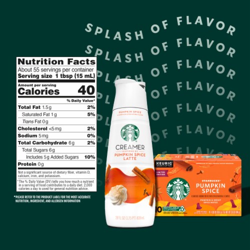 Starbucks Pumpkin Spice Flavored Coffee Creamer Inspired by Pumpkin Spice Latte Dairy Coffee Creamer Perspective: bottom