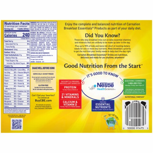 Carnation Breakfast Essentials Rich Milk Chocolate Nutritional Drink Perspective: bottom