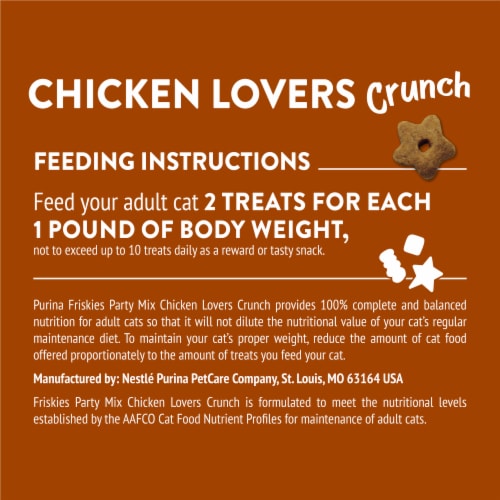 Purina Friskies Party Mix Cat Treats Chicken Lovers Crunch Perspective: bottom