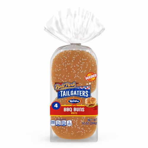 Rainbo BBQ Buns White Seeded, 4 count, 10 oz Perspective: bottom