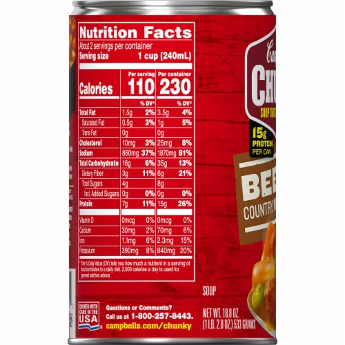 Campbell’s® Chunky® Soup Beef Soup with Country Vegetables Perspective: bottom
