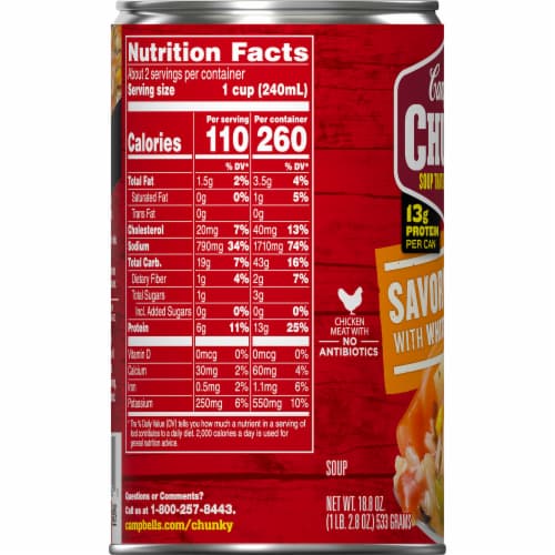 Campbell's® Chunky Savory Chicken With White & Wild Rice Soup Perspective: bottom