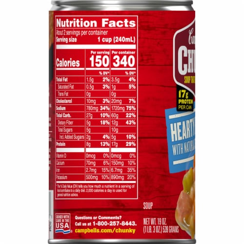 Campbell’s® Chunky Soup Hearty Bean Soup With Ham Perspective: bottom