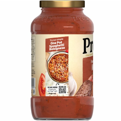 Prego® Italian Tomato Pasta Sauce Flavored with Meat Jar Perspective: bottom