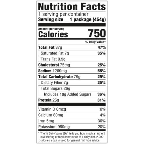 Hungry-Man Boneless Fried Chicken Frozen Meal Perspective: bottom