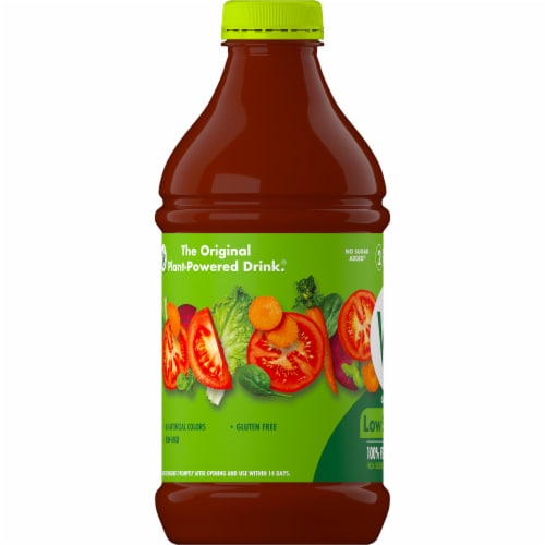 V8® Low Sodium Original 100% Vegetable Juice Bottle Perspective: bottom