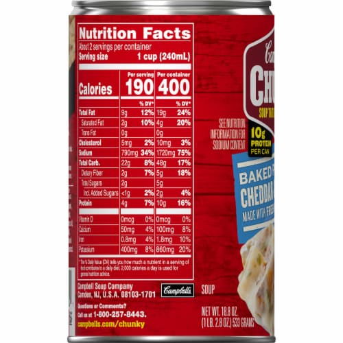 Campbell's® Chunky® Soup Baked Potato with Cheddar and Bacon Bits Soup Perspective: bottom