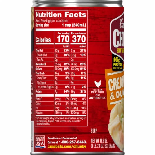 Campbell’s® Chunky Soup Creamy Chicken and Dumplings Soup Perspective: bottom