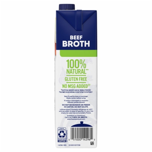 Swanson 100% Natural 50% Less Sodium Beef Broth Perspective: bottom