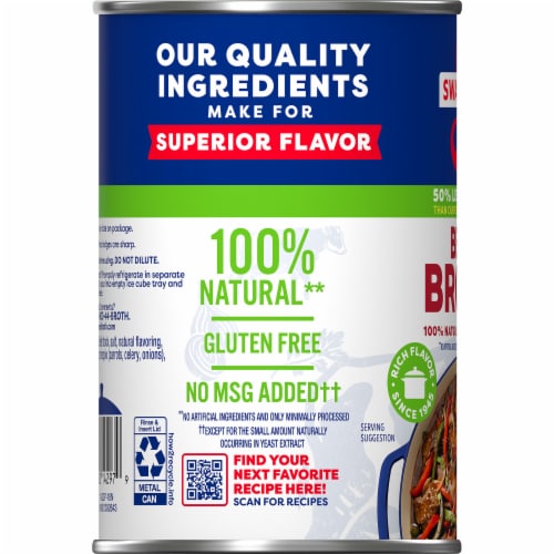 Swanson 100% Natural 50% Less Sodium Beef Broth Perspective: bottom