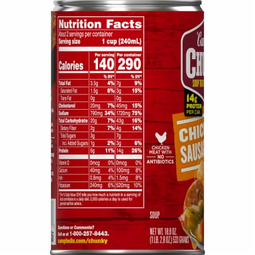 Campbell's® Chunky® Grilled Chicken & Sausage Gumbo Soup Perspective: bottom