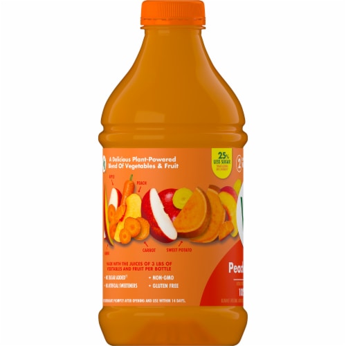 V8® Peach Mango 100% Fruit and Vegetable Juice Bottle Perspective: bottom