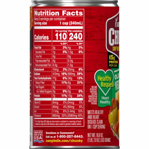 Campbell's® Chunky® Healthy Request Old Fashioned Vegetable Beef Soup Perspective: bottom